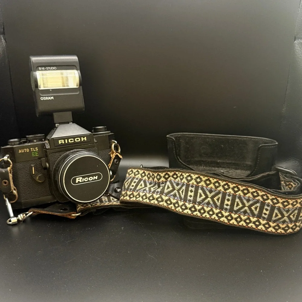 Ricoh‎ Auto TLS EE 35mm SLR Film Camera with Auto Rikenon 50mm f1.7 Lens Flash